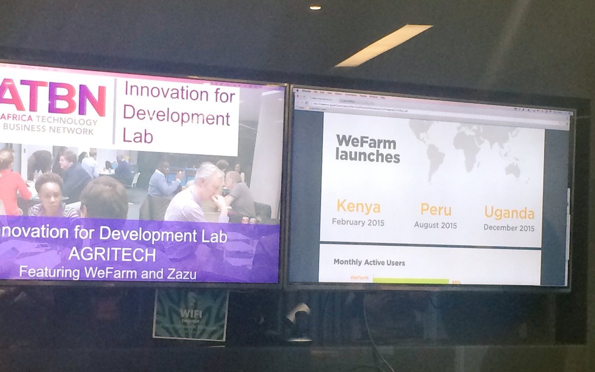 africatbn's tweet photo. 2nd startup @We_Farm showcasing their peer-to-peer information service platform based on SMS tech #AgritechAfrica https://t.co/Duk1ucUqPf
