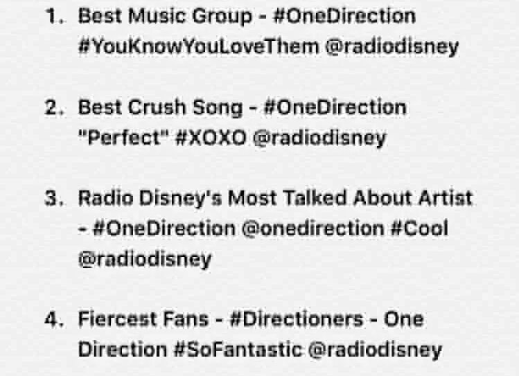 So könnt ihr für die Radio Disney Music Awards voten! #OneDirection "Perfect" #XOXO <a href="/radiodisney/">RADIO DISNEY</a>