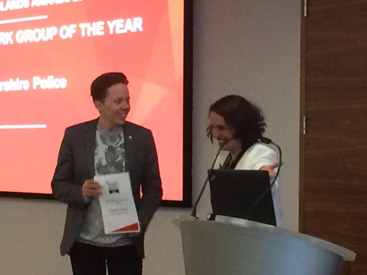 LGBT999Leic's tweet photo. Awesome: @leicspolice wins Network of the Year &amp; @LeicsFireRescue's Andy Parkin as Ally of the Year @stonewalluk https://t.co/gh09hf63vO