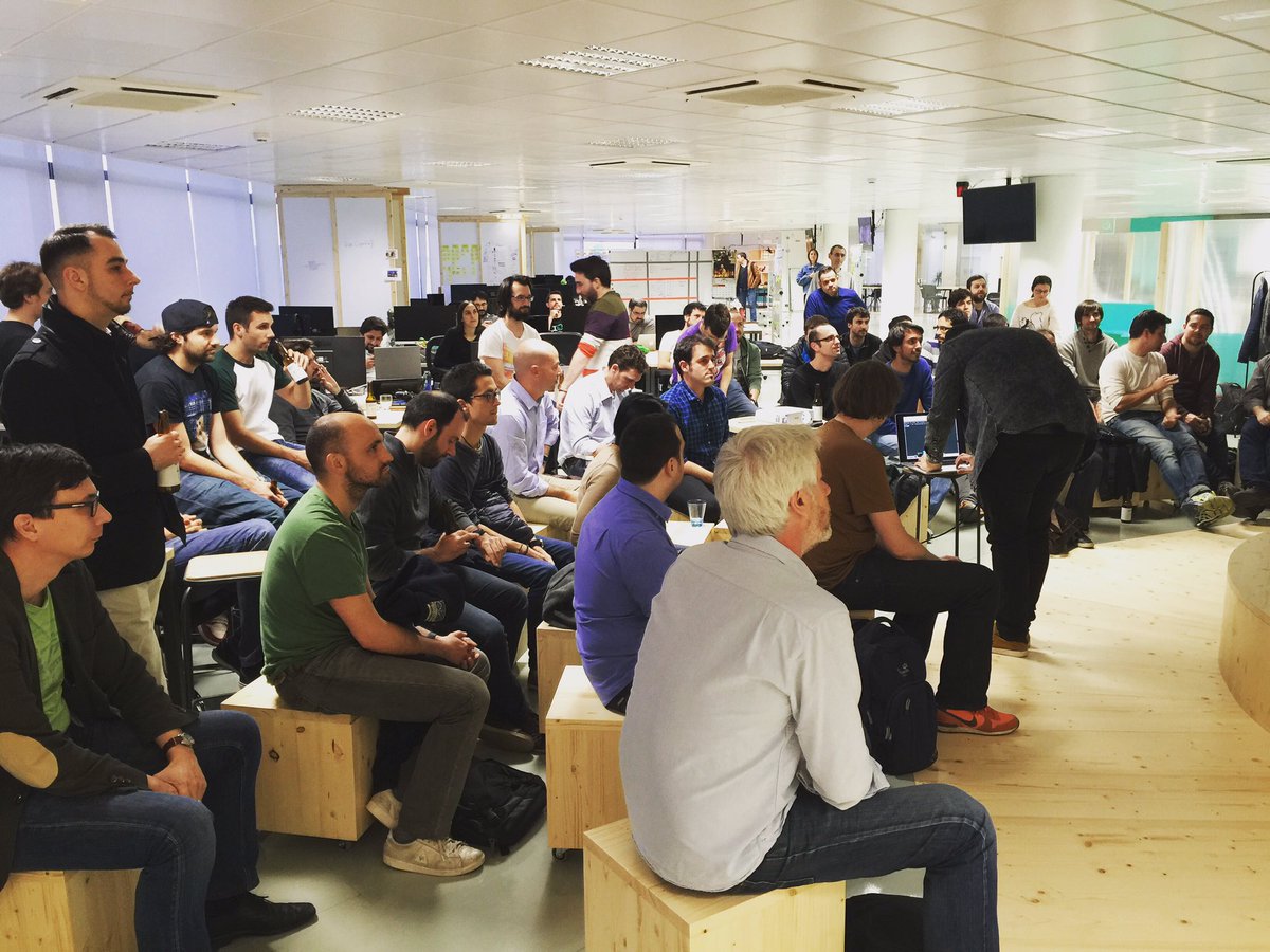 nsbarcelona's tweet photo. The @nsbarcelona meetup descend upon the @wallapop offices. @WallapopEng https://t.co/S1FZOk9lX7