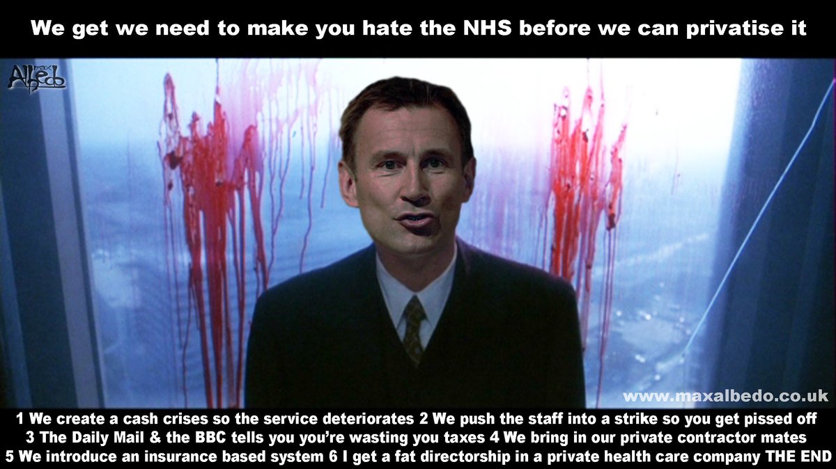 MaxAlbedo's tweet photo. You hate the NHS enough 2 privatise it yet?
Me neither. Sorry Jeremy, wrong as per
#JuniorDoctorsStrike #SaveOurNHS https://t.co/o8smFzpZuZ