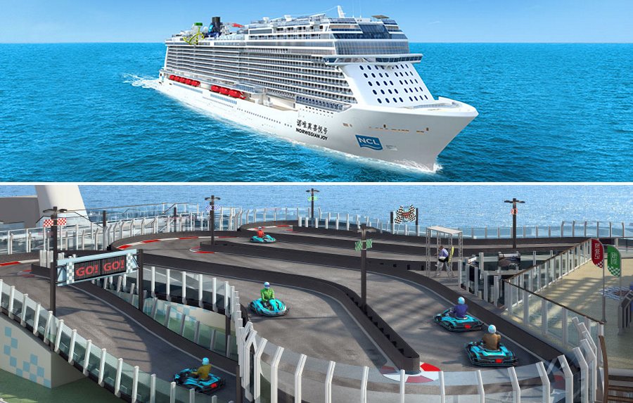 Gizmodo's tweet photo. The next obscenely monstrous cruise ship will have an entire race track on it https://t.co/dbpcngS9YN https://t.co/uqIKhnfEIT