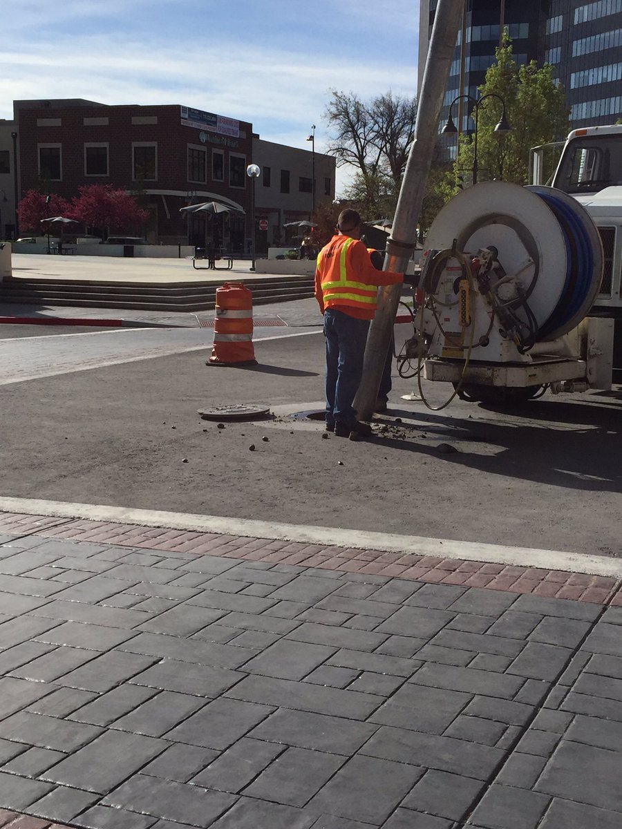City crews getting Riverwalk spiffy clean and taking pride in the #vsbproject. Come celebrate with us on April 12!