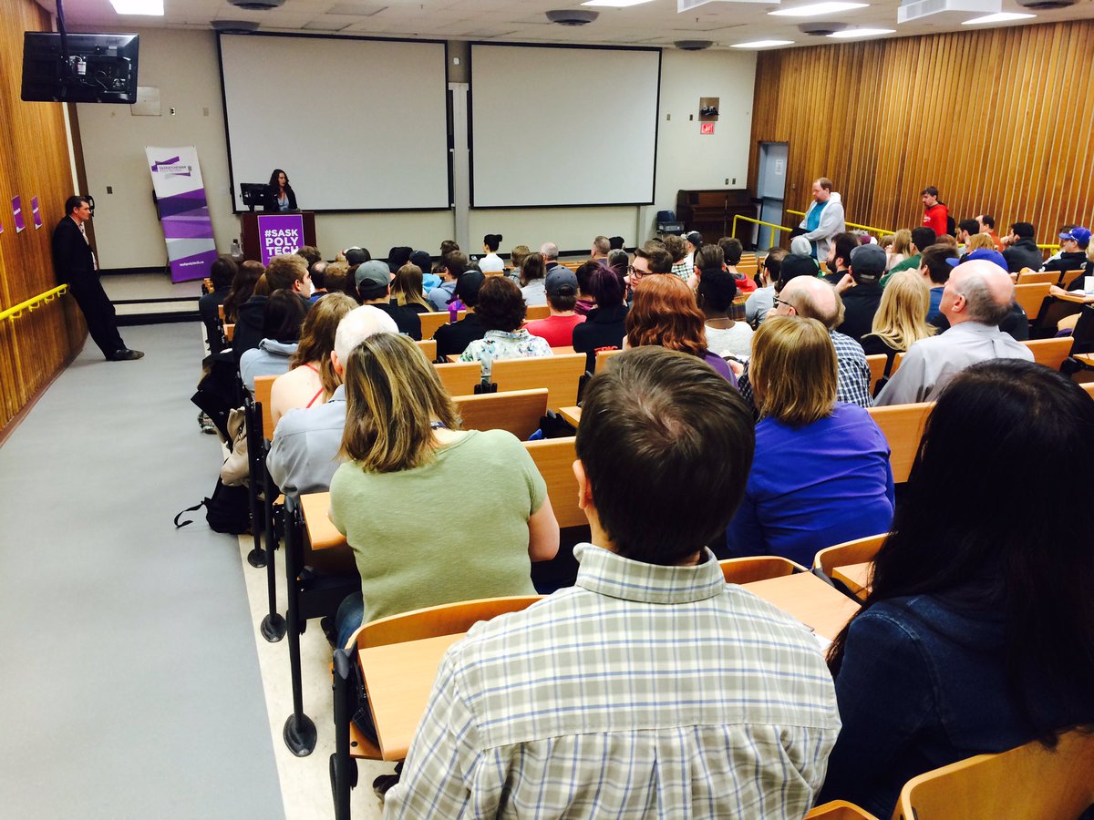 SaskPolytech's tweet photo. A full room in Saskatoon and across Saskatchewan for @huntertura! #saskpolytechtalks https://t.co/I8xNNvcXls