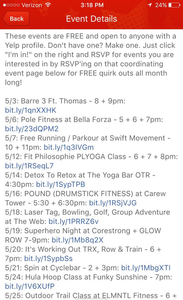YelpCincy's tweet image. So many quirky workouts to choose from! RSVP for free fun fitness classes all month long: bit.ly/1WcHxxY