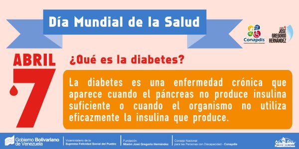 Conapdis's tweet photo. ¿Qué es la diabetes? #DíaMundialDeLaSalud https://t.co/H8b1HVFeOx