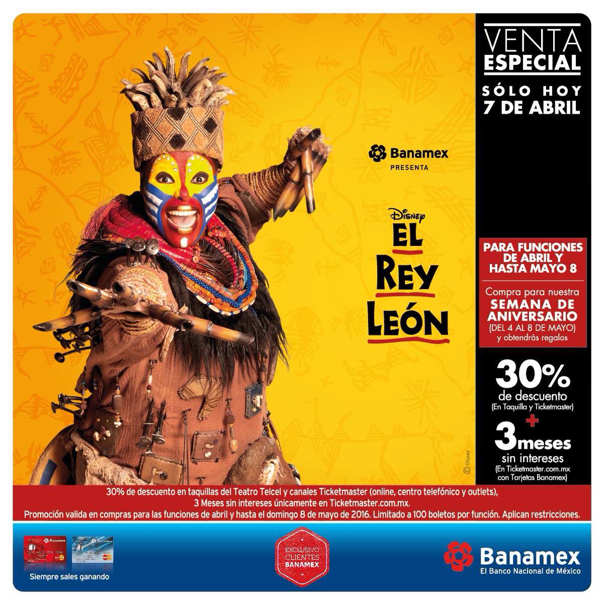 Venta especial <a href="/ElReyLeonMexico/">El Rey León</a> una espectacular producción de uno de nuestros #idolos <a href="/morrisgil/">Morris Gilbert</a> no se la pierdan.