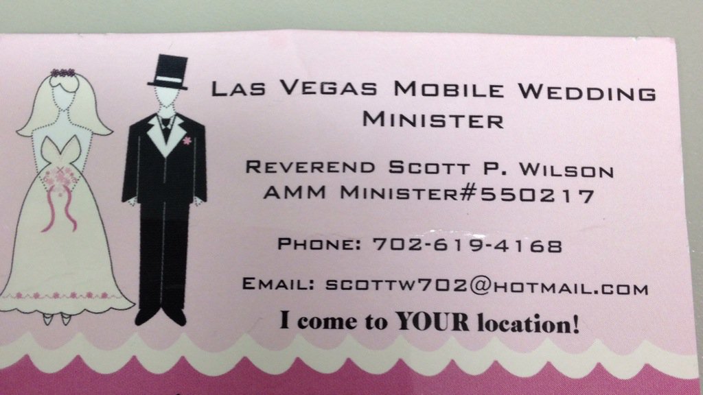 Getting married in Vegas? Don't want to go to one of the chapels?This guy comes to you!Great for unusual locations!