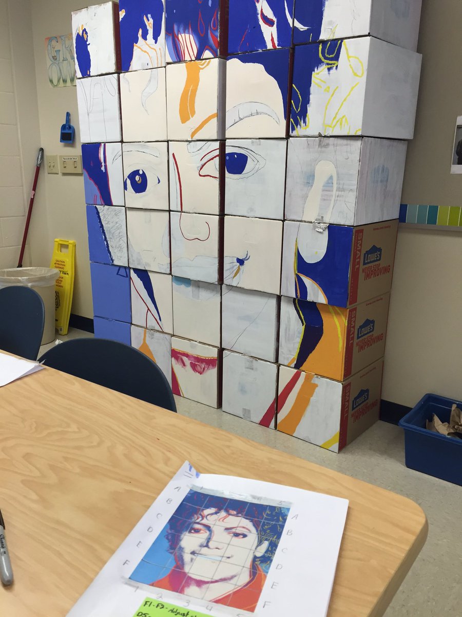 DCHS_Art_Dept's tweet photo. Michael is evolving. Painting I #gridportrait https://t.co/up2KOZUcoc