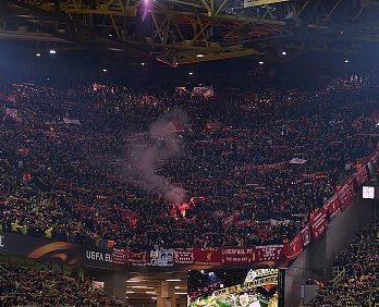 AwayDays_'s tweet photo. Liverpool fans at Dortmund tonight. #lfc https://t.co/nqMD8z1hq2