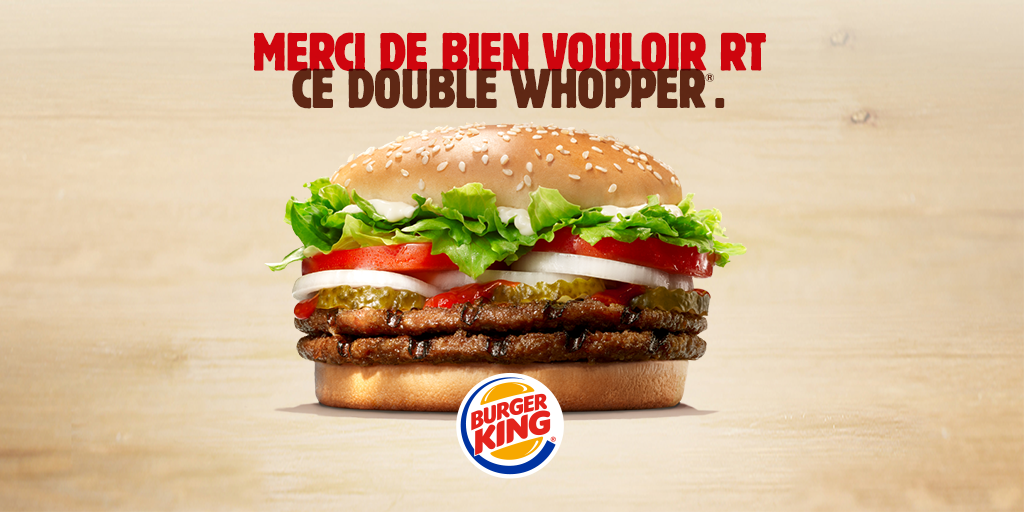 BurgerKingFR's tweet photo. On voulait montrer ce Double WHOPPER® à vos amis, mais ils ne suivent pas tous notre compte. https://t.co/RY9EWnf6Kv