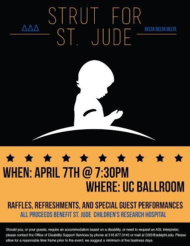 Strut for St. Jude is finally here! 7:30 PM in the UC Ballroom! We can't wait to see everyone there! <a href="/AdelphiU/">Adelphi University</a>