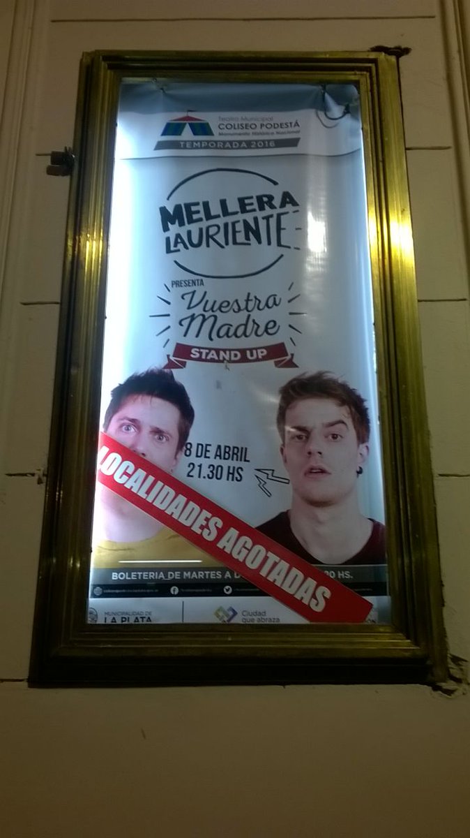 whproductora's tweet photo. La sana costumbre de agotar entradas
@luchomellera @lucaslauriente #SoldOut 
Nos vemos mañana en el @tcoliseopodesta https://t.co/1rFHWd0Q0a