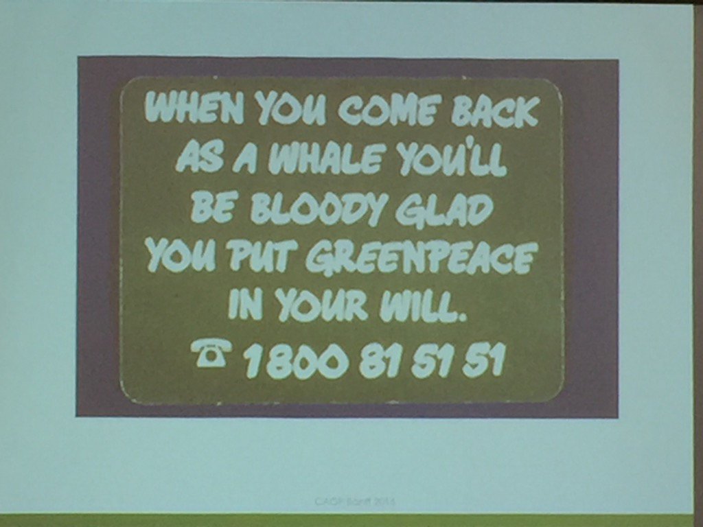 MichelleRegel's tweet photo. Planned giving marketing can be light-hearted &amp; still effective @Ryan__Garnett #CAGP16 https://t.co/KMbbKZsDku