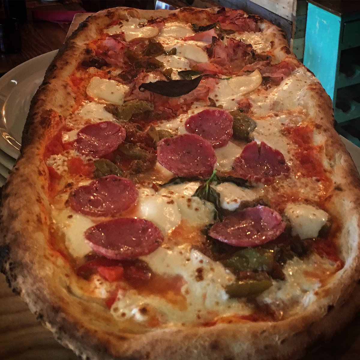 AummAummPizza's tweet photo. #smokedmozzarella #peppers #gaeta #olives #capers #anchovies #pizzs #sopressata #ham #foodie #foodpics #picoftheday https://t.co/xtoxJxE1u6