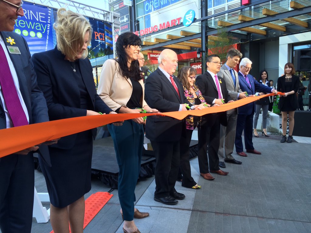 The PCI team, @MayorGregor and many #Vancouver city councillors are ready to officially open #MarineGateway!