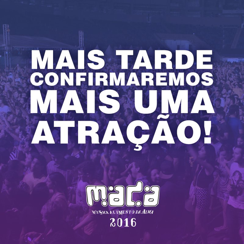 festivalmada's tweet photo. Se prepara que mais tarde vamos anunciar mais uma atração!
Quer uma dica?! Eles tocaram no MADA em 2014! #MADA2016 https://t.co/FNxcB7cX5Q
