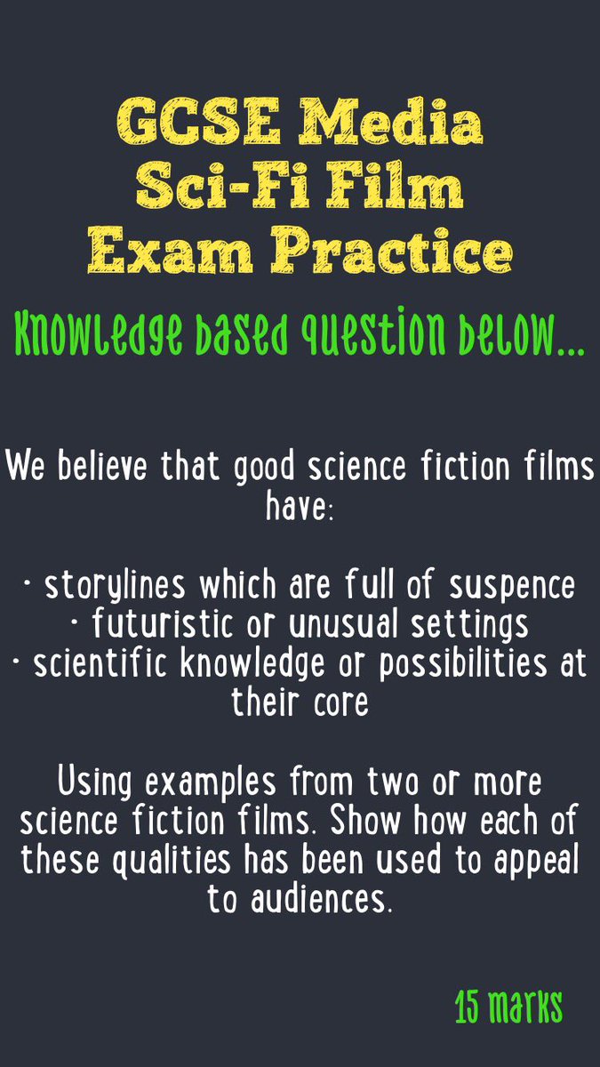 Media_CNS's tweet photo. GCSE Media students check out this practice sci-fi question... #gcsemedia #goteammedia #scifiexam https://t.co/BzmEiro2Cc
