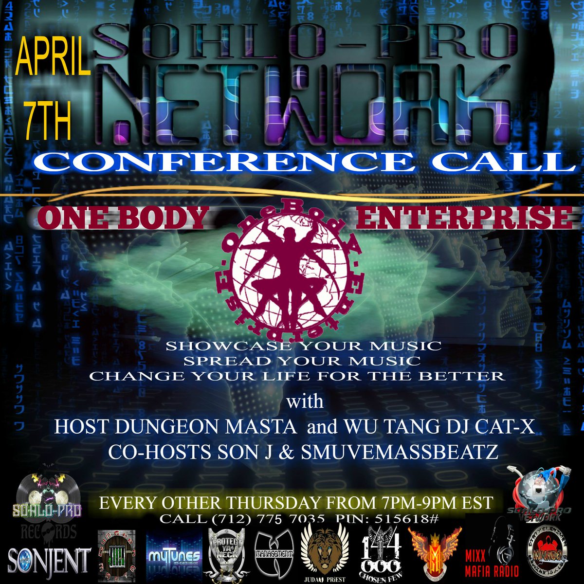 SohloProNetwork's tweet image. CALL IN TONIGHT FROM 7PM-9PM EST TO THE @SohloProNetwork  CONFERANCE CALL #SUPPORTTHEARTISTS #SUPPORTTHENETWORK !!!!
