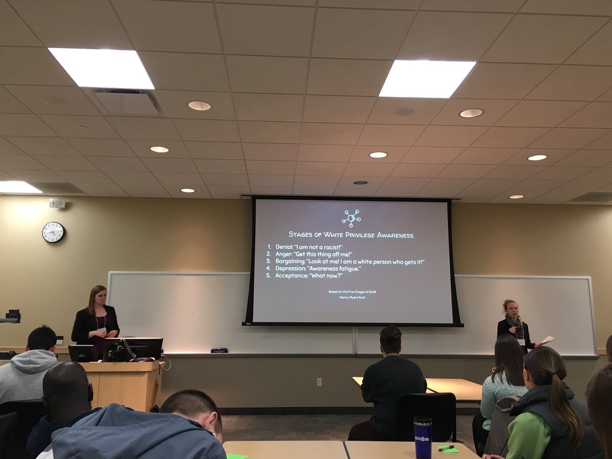 sarahjo227's tweet photo. Last up @sschoohs and @hmwrite bringing it home with #whiteprivalge . #SocialJustice #uwl @UWLSAAORG #inthistogether https://t.co/WNfxRm3QJ8