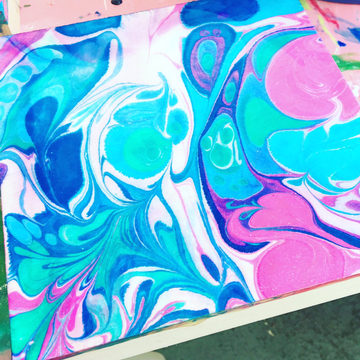 jellaroo's tweet photo. Working on some #marbling #art for this seasons markets. #artforsale in @100BraidSt in #newwestminster Canada $100 https://t.co/JTPLmwRKRd