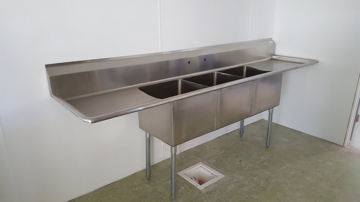 The beautiful, and sparkling prep tables and triple sink arrived today for the new Life Center's Heaven's Kitchen.
