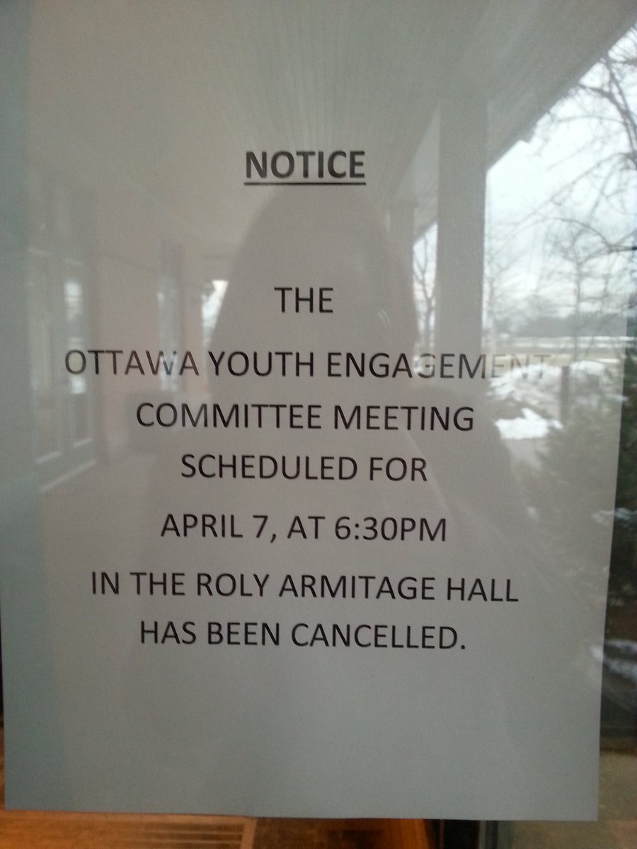 OYEC meeting in West Carleton cancelled. Found this on the door when I got there :(