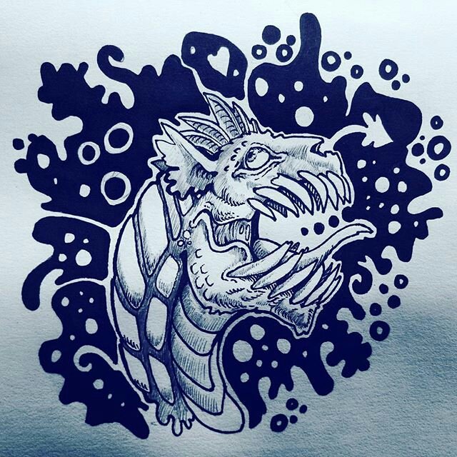 Daoneeyedbear's tweet photo. The feels of luv ❤ #drawing #dragon #art #sharpie #pen #blackandwhite #ink #doodle https://t.co/6RAHPhScPI