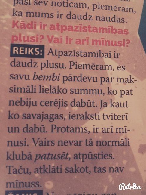 Es vispār vīlos visā Reika intervijā... Šajā brīdī saprotu , ka viņš vairs nav tas , kas bija agrāk...