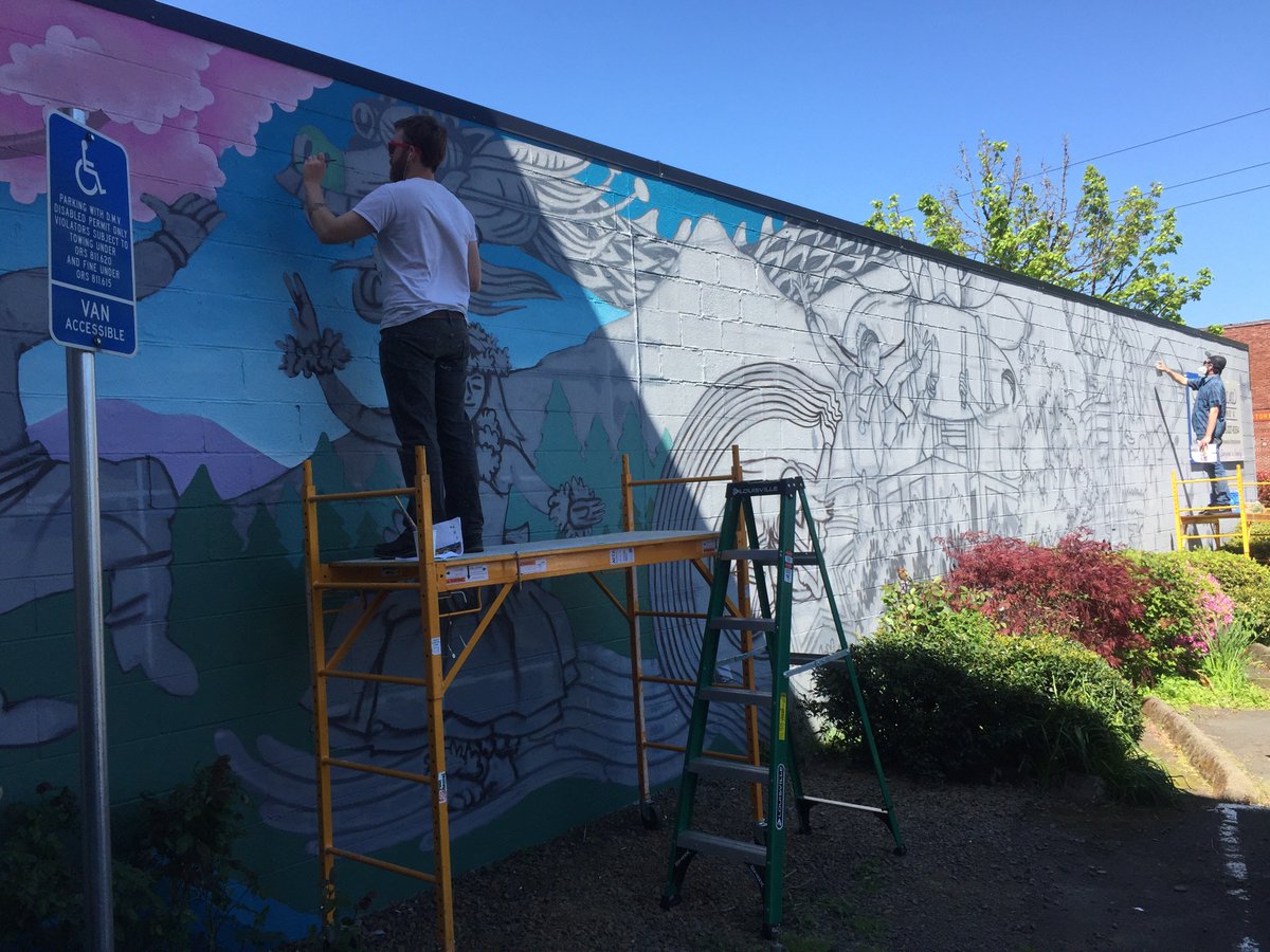 CityofBeaverton's tweet photo. New Beaverton mural “in progress” by Rather Severe. https://t.co/LRVyewPzvf