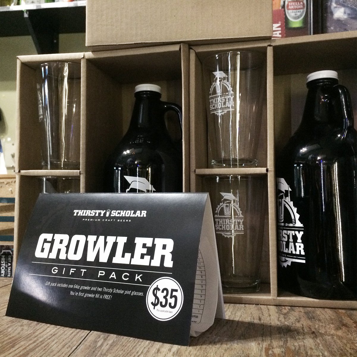 barkdsign's tweet photo. We love growlers!  #thirstyscholar #yxe https://t.co/aGFl0NqFmR