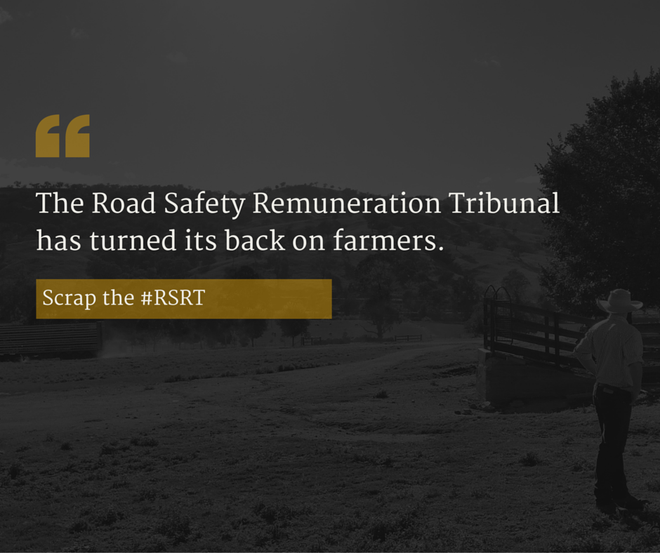 NationalFarmers's tweet photo. The #RSRT will spell disaster for farmers &amp; ruin for trucking contractors. It needs to go #auspol #agchatoz https://t.co/2PvIFZV9Dh