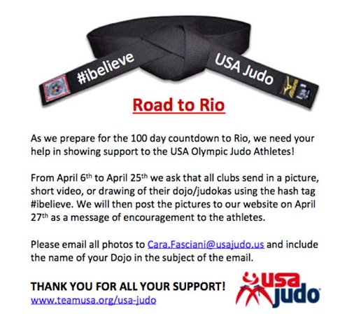 We invite you to join us in the 100 day countdown 2 Rio from now 'til April 25th. Be part of the #ibelieve movement!