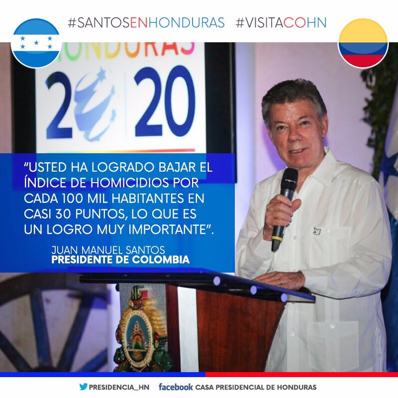 JuanOrlandoH's tweet photo. Gracias Pte. Santos de Colombia por su reconocimiento a la lucha de #Honduras por recuperar su paz y tranquilidad... https://t.co/RN7efSoiMI