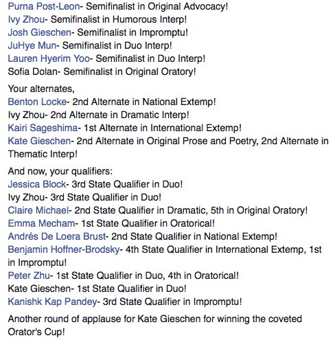 TBT to some crazy stuff happening at speech state quals! #onemoreweek #gobluedevils <a href="/dhshub/">The Blue Devil HUB</a>