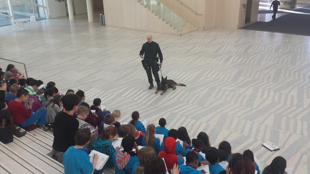 CityHallSchool's tweet photo. CHS &amp; #EJSchool witnessed the strong bond between #PSDFallon &amp; Cst Bryan. Thnks @EPSCanine for your ongoing support. https://t.co/S65H6Ow76O