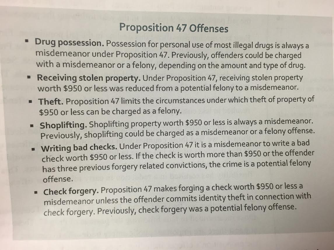 Laurel_Soul's tweet photo. These are the Prop 47 low level non-violent offenses covered by #Prop47 #decarcerate #CarenotCages #Prop47Works https://t.co/WENFcshVn7