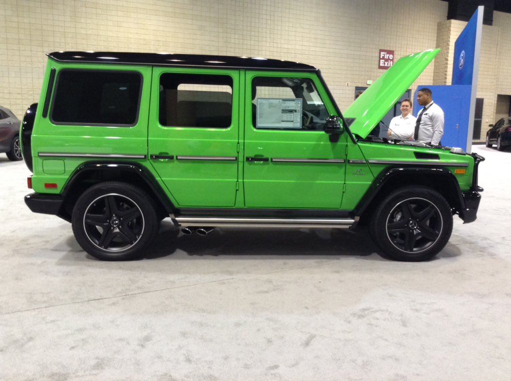 b_metro's tweet photo. Nothing screams spring like the alien green #MercedesBenz #G63! She's a beauty! #ALAutoShow https://t.co/gzjD7vkTrx