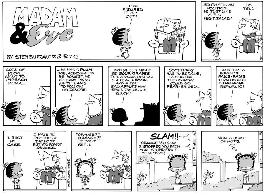 madamevecartoon's tweet image. South African politics explained: It&apos;s a big fruit salad.

#ZumaImpeachment #guptagate #NkandlaJudgement