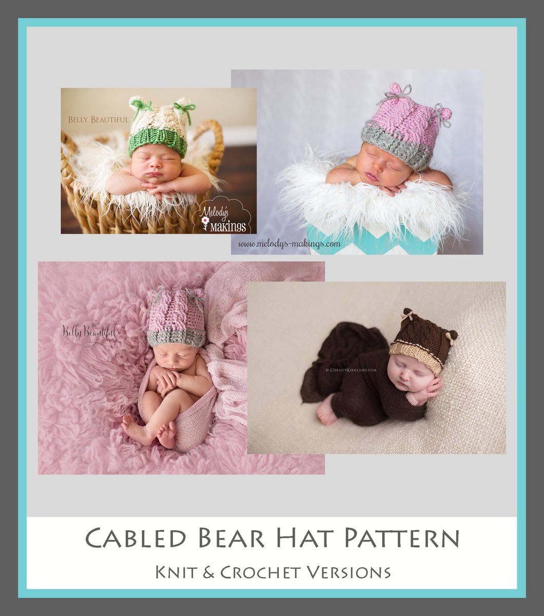 MelodysMakings's tweet photo. Sooooo beary cute! Cabled Bear Hat #knit and #crochet patterns by #MelodysMakings. #handmade https://t.co/YclI2BB2me https://t.co/2OEvz438Ss