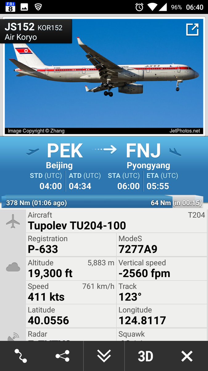 CivMilAir's tweet photo. #DPRK #NorthKorea Air Koryo
Tu204 #P633 JS152 from Beijing to Pyongyang
https://t.co/71YnaUh8qi https://t.co/PHnmi35oxk