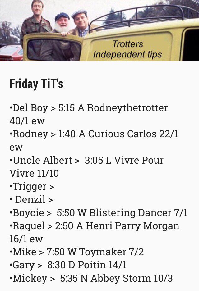 _TiT_Tips_'s tweet image. TiT's is back a day early this week with hopefully a few winners. Bonjour