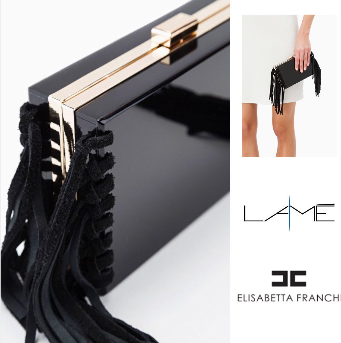 Bolsos diferentes y elegante, clutch modernos y sofisticados de Elisabetta Franchi en Lamé en calle Rábida 11 #bolso