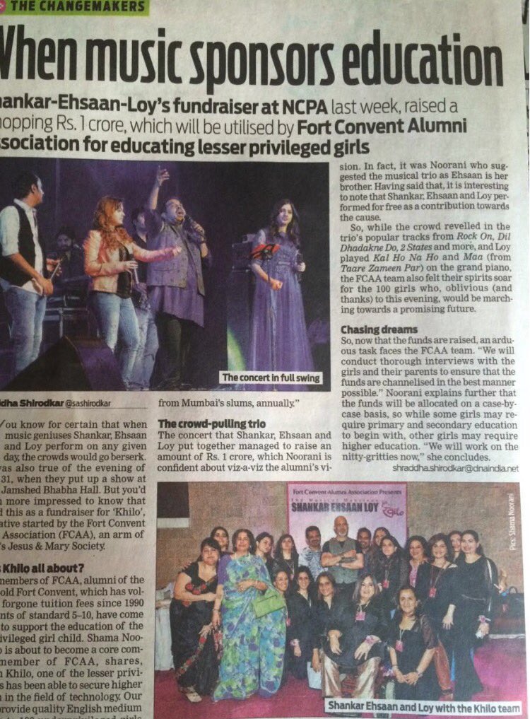 ShankarEhsanLoy's tweet photo. #Khilo #educationforthegirlchild #proudassociation #playforacause @loy_mendonsa @Shankar_Live @EhsaanNoorani https://t.co/MeU170cNPd