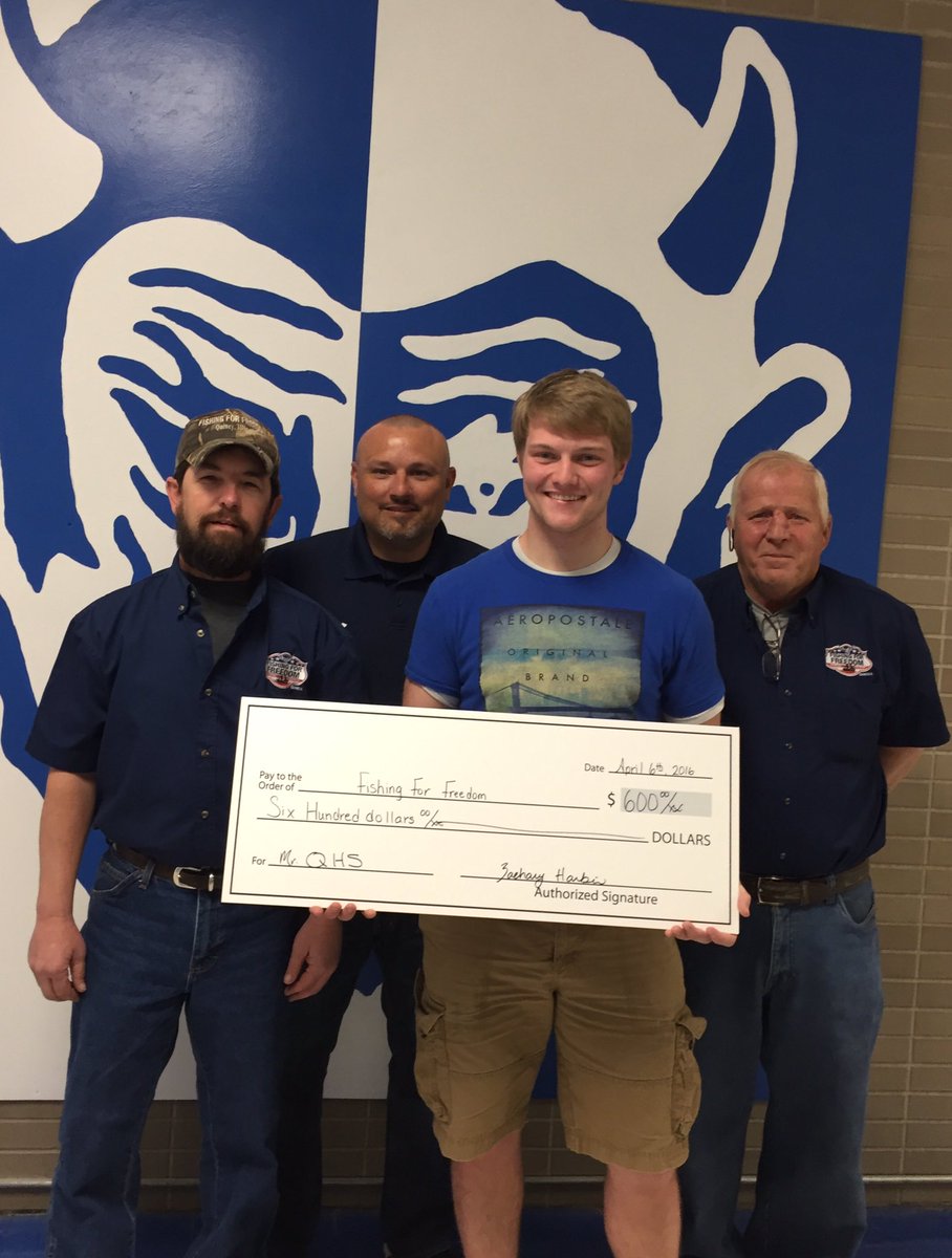 FishForFreedom's tweet image. We were fortunate enough to meet and receive a donation from Zach Harbin and the Mr QHS charity event!! Thank you!