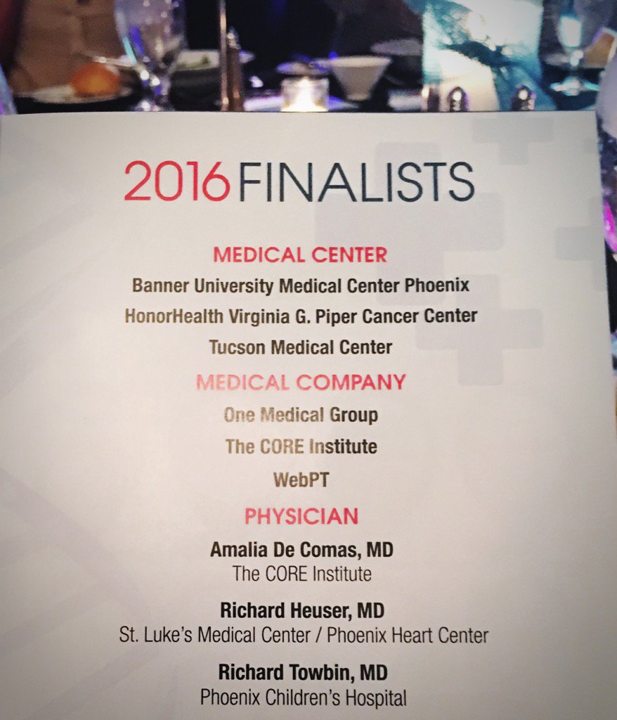 WebPT's tweet photo. We're incredibly honored to be a finalist for the @AZBigMedia Healthcare Leadership Awards #2016HCLA #yesphx https://t.co/KLbWeH8JM3