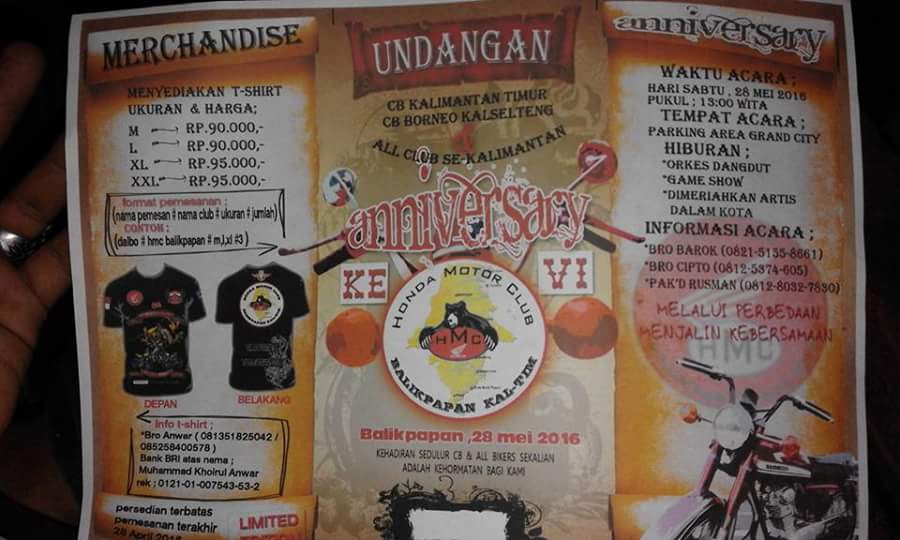 Undangan ulang tahun honda motor club balikpapan untuk club motor sekalimantan dan CB se indonensia <a href="/BalikpapanTL/">Balikpapan Timeline</a>