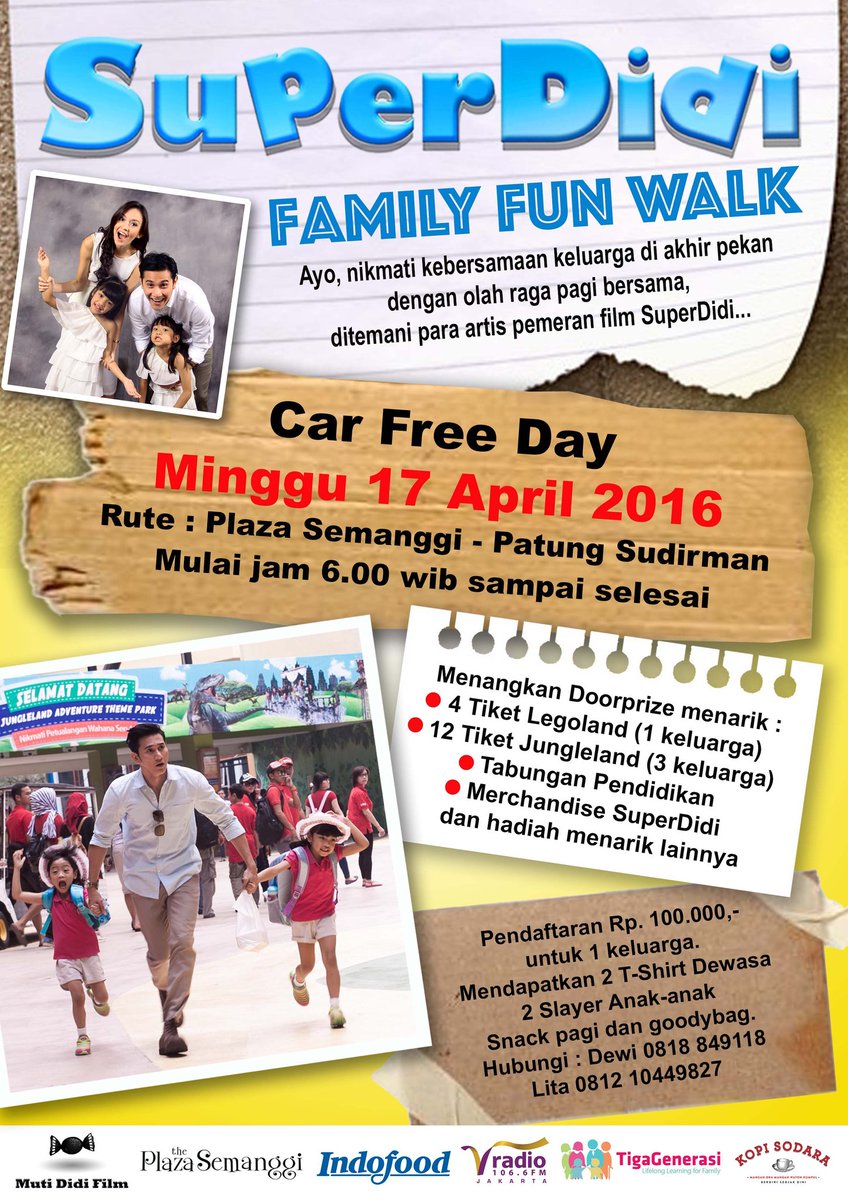 MendadakLibur's tweet photo. Ikutan Super Didi Family Fun Walk bersama para cast #SuperDidi, Minggu 17 April 2016. Cara ikutan 👇👇👇 https://t.co/aTWNfnUEGY
