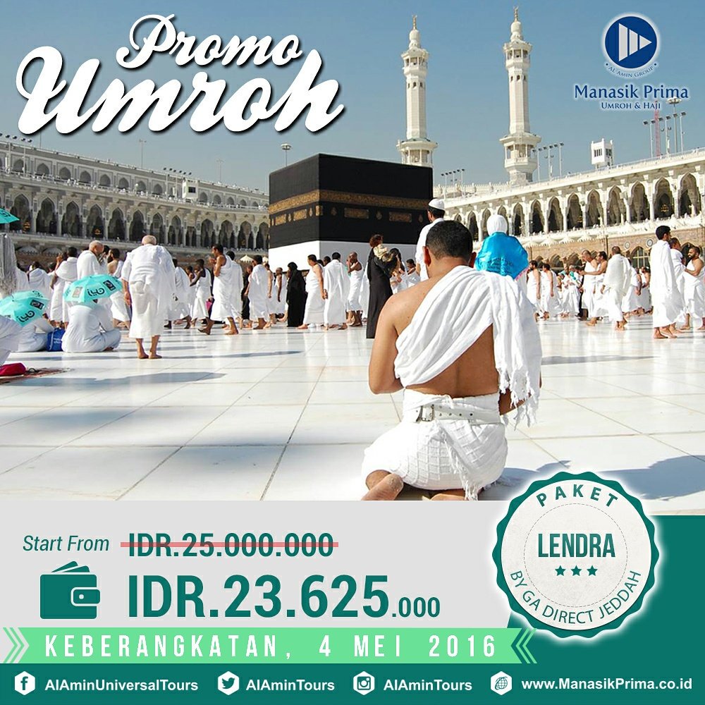 AlAminTours's tweet photo. #PromoUmroh #AlAminGroup #ManasikPrima #Lendra 
📆 Departure 4 MEI 2016. 
✈ by Garuda Indonesia 
💵 IDR. 23.625.000 https://t.co/JNmjPH5Nrg
