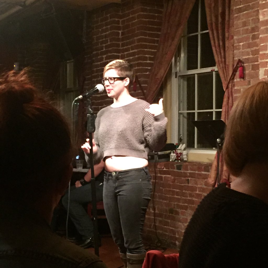 StrangeTuesday's tweet photo. Rene opens for @SlamFreeorDie as the sacrifice!!! #amwriting #poets #lgbt https://t.co/bWwTA9cn7H